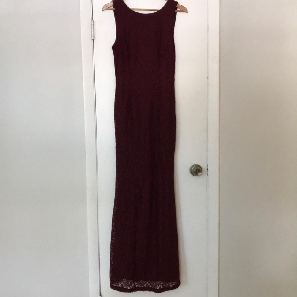 Dark red lace formal dress/bridesmaid dress